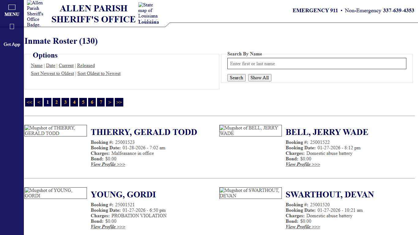 Inmate Roster - Current Inmates Booking Date Descending - Allen Parish Sheriff's Office